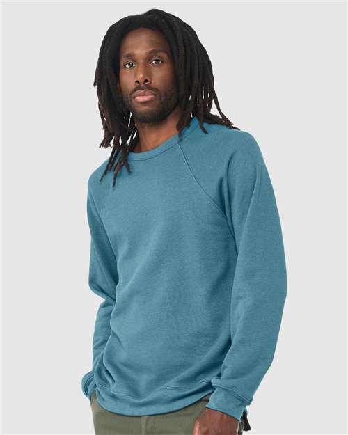 BELLA + CANVAS Unisex Sponge Fleece Raglan Crewneck Sweatshirt 3901 - Heather Deep Teal