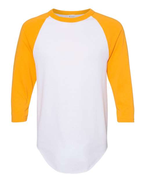 Augusta Sportswear Unisex Three-Quarter Raglan Sleeve Baseball Jersey T-Shirt 4420 - White/ Gold