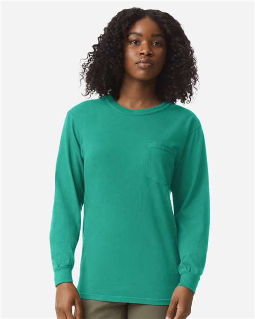 Comfort Colors Unisex Garment-Dyed Heavyweight Long Sleeve Pocket T-Shirt 4410