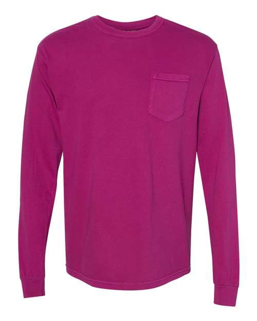 Comfort Colors Unisex Garment-Dyed Heavyweight Long Sleeve Pocket T-Shirt 4410 - Boysenberry