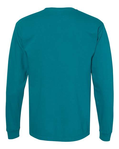 Comfort Colors Unisex Garment-Dyed Heavyweight Long Sleeve Pocket T-Shirt 4410 - Topaz Blue