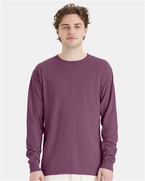 ComfortWash by Hanes Unisex Garment-Dyed Long Sleeve T-Shirt GDH200 - Purple Plum Raisin