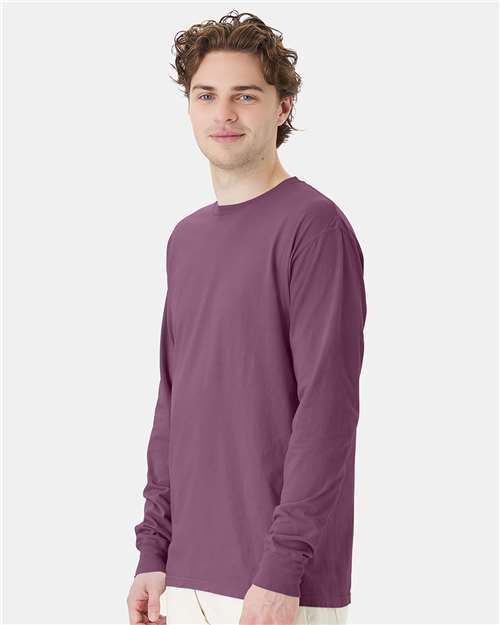ComfortWash by Hanes Unisex Garment-Dyed Long Sleeve T-Shirt GDH200 - Purple Plum Raisin