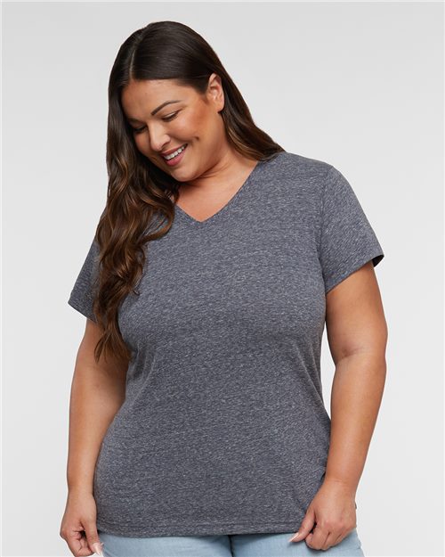 LAT Women's Harborside Mélange V-Neck Tee 3591