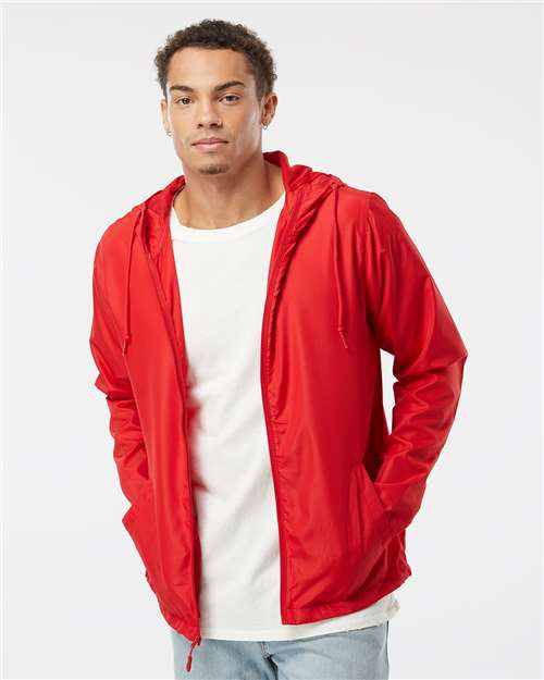 Independent Trading Co. Men's Lightweight Windbreaker Full-Zip Jacket EXP54LWZ - Red