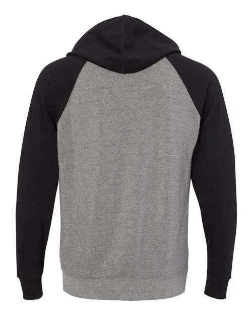 Independent Trading Co. Unisex Special Blend Raglan Hooded Sweatshirt PRM33SBP - Nickel Heather/ Black
