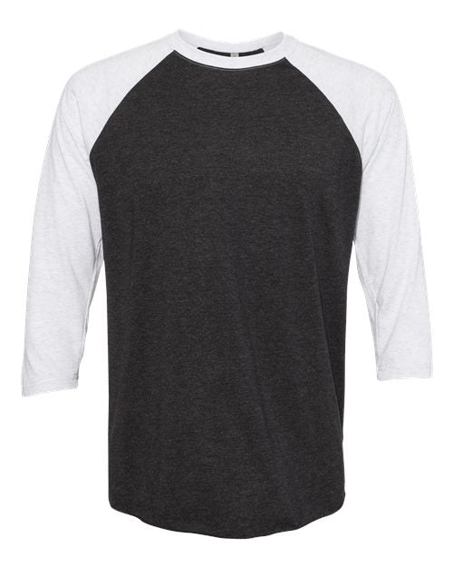Next Level Unisex Triblend Three-Quarter Raglan T-Shirt 6051 - Heather White/ Vintage Black