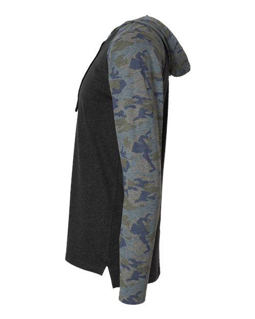 LAT Men's Fine Jersey Hooded Long Sleeve Raglan T-Shirt 6917