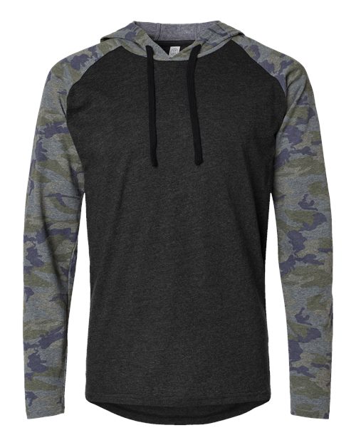 LAT Men's Fine Jersey Hooded Long Sleeve Raglan T-Shirt 6917