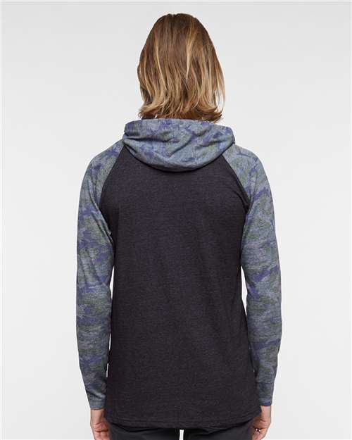 LAT Men's Fine Jersey Hooded Long Sleeve Raglan T-Shirt 6917