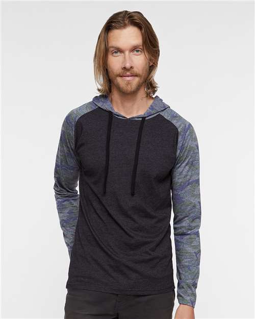 LAT Men's Fine Jersey Hooded Long Sleeve Raglan T-Shirt 6917