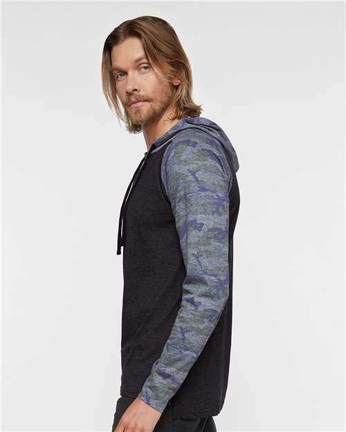 LAT Men's Fine Jersey Hooded Long Sleeve Raglan T-Shirt 6917