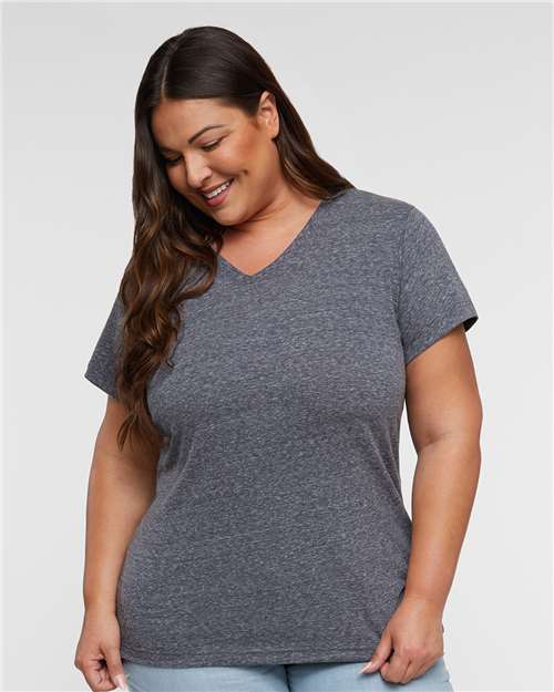 LAT Women's Harborside Mélange V-Neck Tee 3591