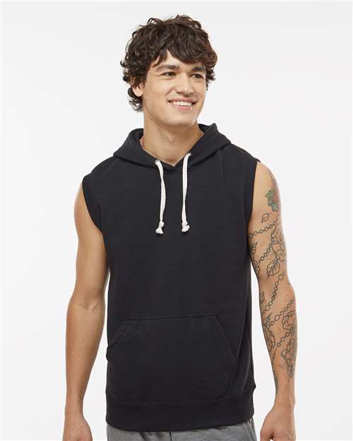 J. America Men's Triblend Sleeveless Hooded Sweatshirt 8877