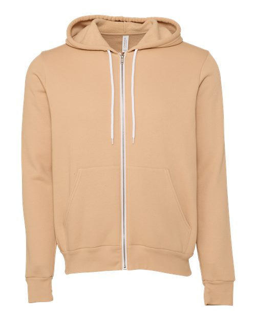 BELLA + CANVAS Unisex Sponge Fleece Full-Zip Hoodie Sweatshirt 3739 - Heather Sand Dune