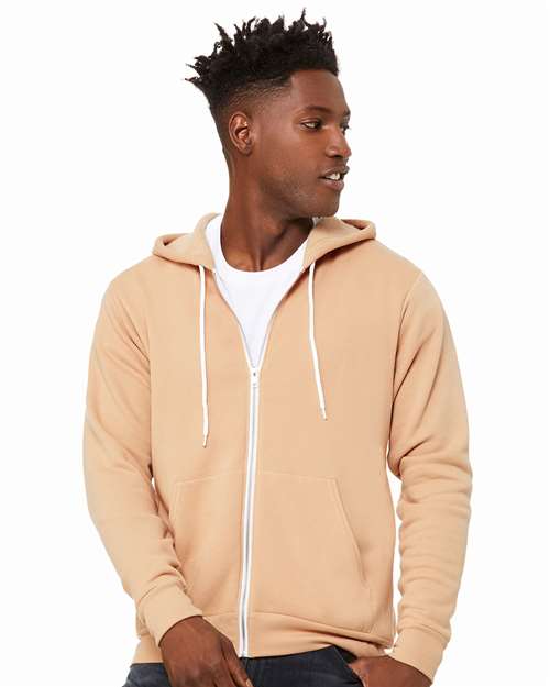 BELLA + CANVAS Unisex Sponge Fleece Full-Zip Hoodie Sweatshirt 3739 - Heather Sand Dune