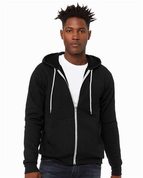 BELLA + CANVAS Unisex Sponge Fleece Full-Zip Hoodie Sweatshirt 3739 - Black Heather