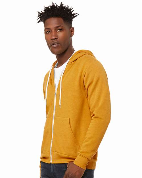 BELLA + CANVAS Unisex Sponge Fleece Full-Zip Hoodie Sweatshirt 3739 - Heather Mustard