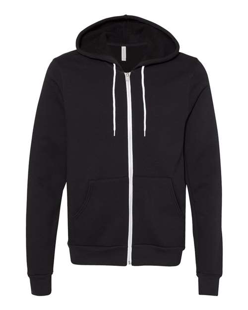 BELLA + CANVAS Unisex Sponge Fleece Full-Zip Hoodie Sweatshirt 3739 - DTG Black