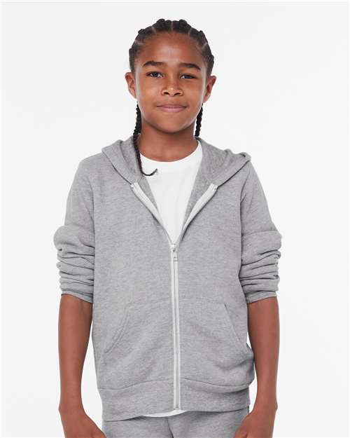 BELLA + CANVAS Youth Sponge Fleece Full-Zip Hoodie Sweatshirt 3739Y