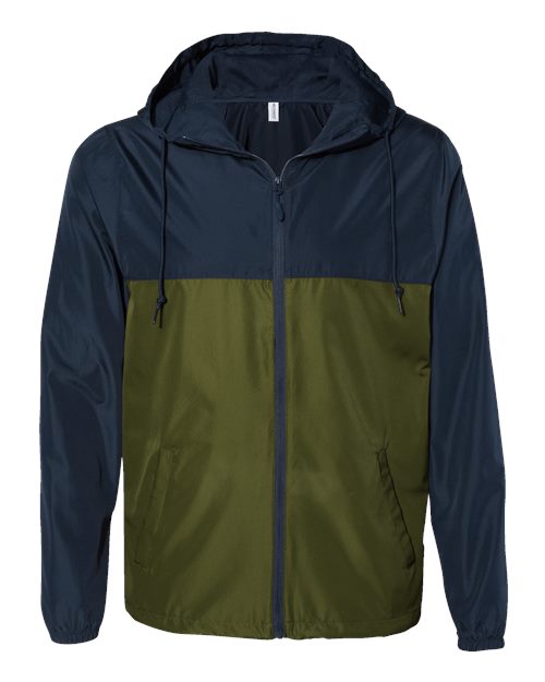 Independent Trading Co. Men's Lightweight Windbreaker Full-Zip Jacket EXP54LWZ - Classic Navy/ Army