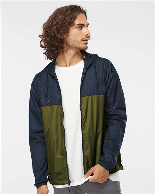 Independent Trading Co. Men's Lightweight Windbreaker Full-Zip Jacket EXP54LWZ - Classic Navy/ Army