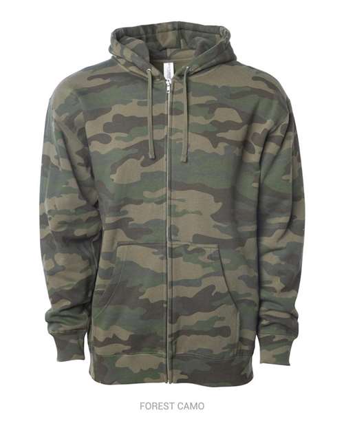 Independent Trading Co. Unisex Midweight Full-Zip Hooded Sweatshirt SS4500Z - Forest Camo