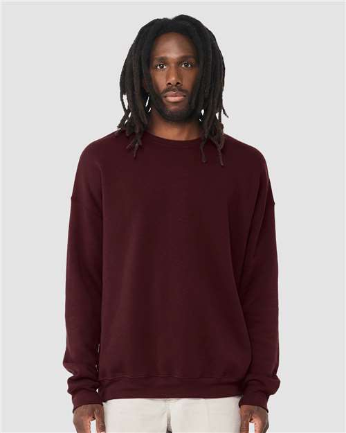 BELLA + CANVAS Unisex Sponge Fleece Drop Shoulder Crewneck Sweatshirt 3945 - Maroon