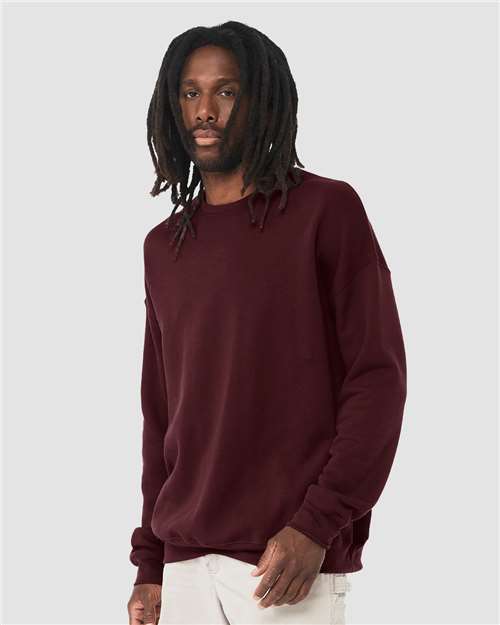 BELLA + CANVAS Unisex Sponge Fleece Drop Shoulder Crewneck Sweatshirt 3945 - Maroon