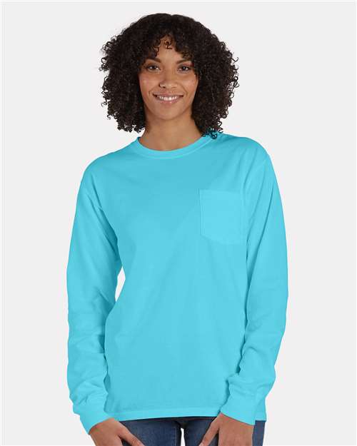 ComfortWash by Hanes Unisex Garment-Dyed Long Sleeve T-Shirt With a Pocket GDH250