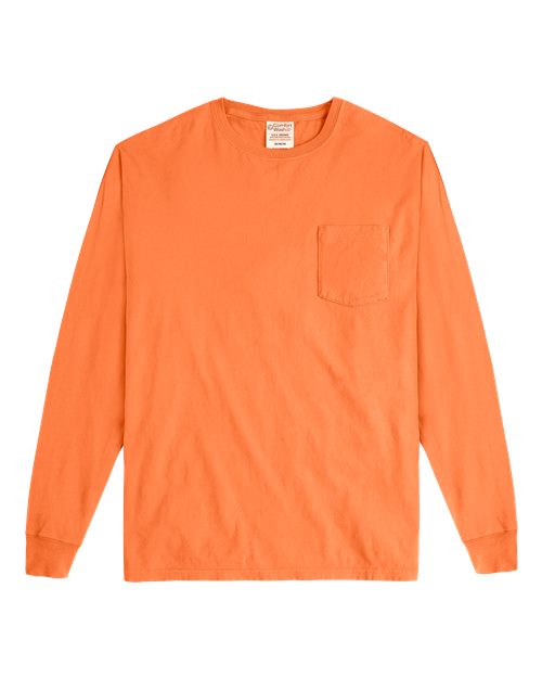 ComfortWash by Hanes Unisex Garment-Dyed Long Sleeve T-Shirt With a Pocket GDH250