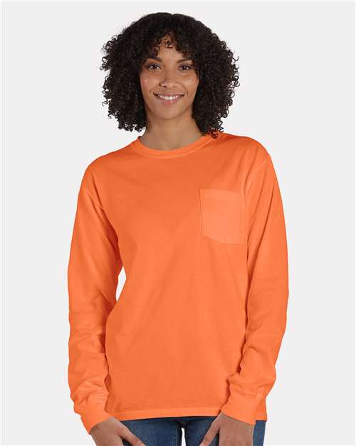 ComfortWash by Hanes Unisex Garment-Dyed Long Sleeve T-Shirt With a Pocket GDH250