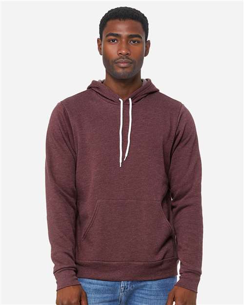 BELLA + CANVAS Unisex Sponge Fleece Hoodie Sweatshirt 3719 - Heather Maroon