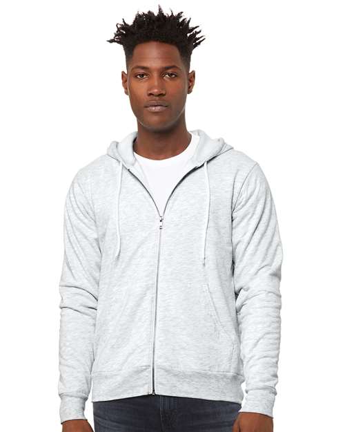 BELLA + CANVAS Unisex Sponge Fleece Full-Zip Hoodie Sweatshirt 3739 - Ash