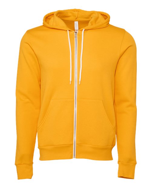 BELLA + CANVAS Unisex Sponge Fleece Full-Zip Hoodie Sweatshirt 3739 - Gold