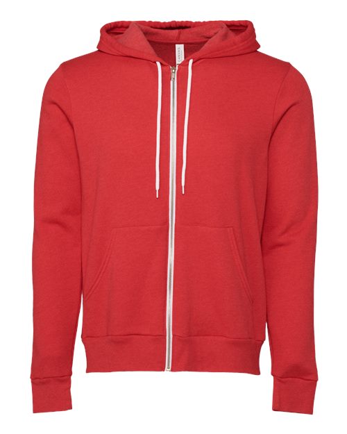 BELLA + CANVAS Unisex Sponge Fleece Full-Zip Hoodie Sweatshirt 3739 - Heather Red