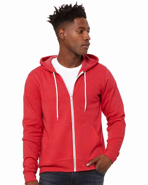 BELLA + CANVAS Unisex Sponge Fleece Full-Zip Hoodie Sweatshirt 3739 - Heather Red