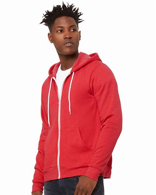 BELLA + CANVAS Unisex Sponge Fleece Full-Zip Hoodie Sweatshirt 3739 - Heather Red