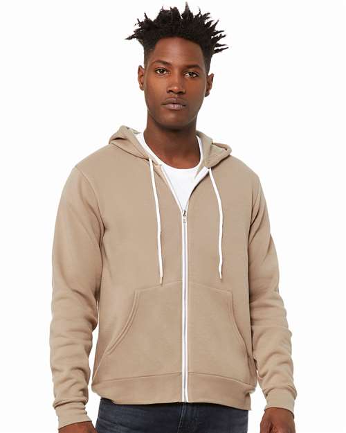 BELLA + CANVAS Unisex Sponge Fleece Full-Zip Hoodie Sweatshirt 3739 - Tan