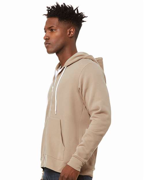BELLA + CANVAS Unisex Sponge Fleece Full-Zip Hoodie Sweatshirt 3739 - Tan