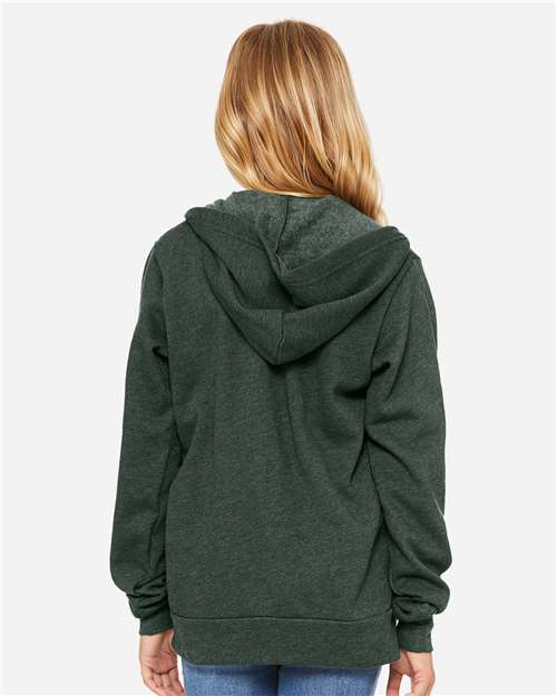 BELLA + CANVAS Youth Sponge Fleece Full-Zip Hoodie Sweatshirt 3739Y