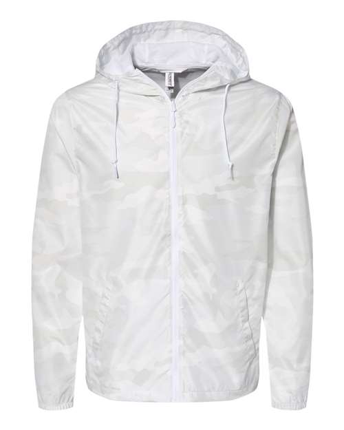 Independent Trading Co. Men's Lightweight Windbreaker Full-Zip Jacket EXP54LWZ - White Camo