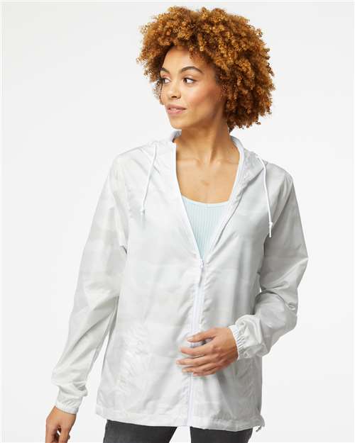 Independent Trading Co. Men's Lightweight Windbreaker Full-Zip Jacket EXP54LWZ - White Camo