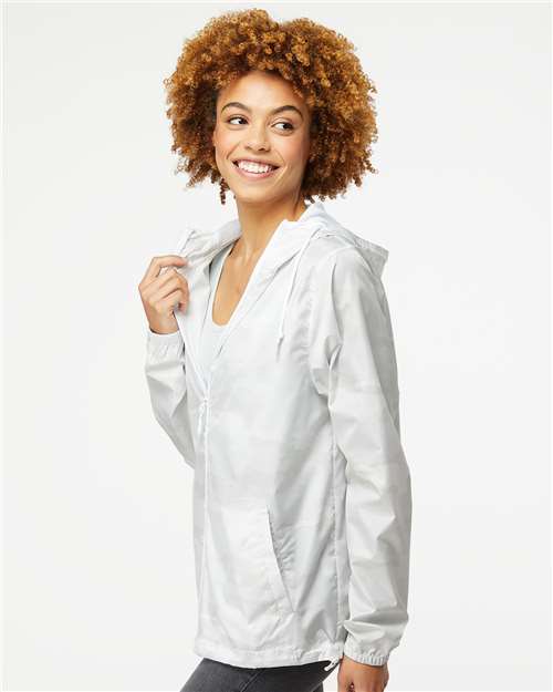 Independent Trading Co. Men's Lightweight Windbreaker Full-Zip Jacket EXP54LWZ - White Camo