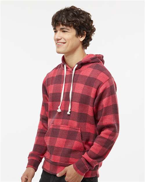 J. America Men's Triblend Fleece Hooded Sweatshirt 8871 - Red Triblend Buffalo