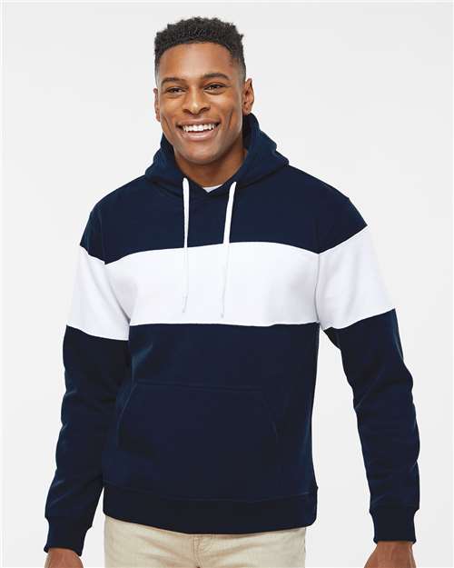 J. America Men's Varsity Fleece Colorblocked Hooded Sweatshirt 8644