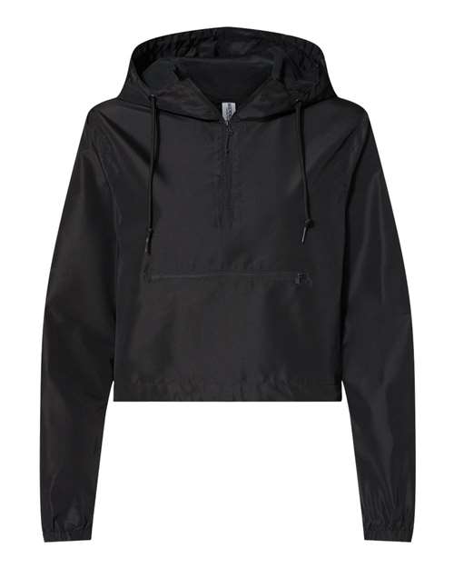 Independent Trading Co. Women's Lightweight Quarter-Zip Pullover Crop Windbreaker EXP64CRP