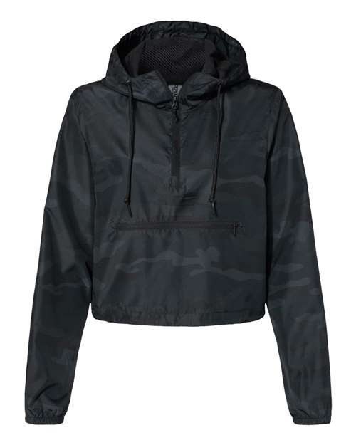 Independent Trading Co. Women's Lightweight Quarter-Zip Pullover Crop Windbreaker EXP64CRP