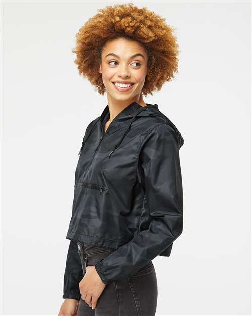 Independent Trading Co. Women's Lightweight Quarter-Zip Pullover Crop Windbreaker EXP64CRP