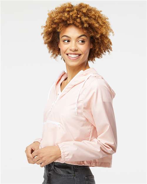 Independent Trading Co. Women's Lightweight Quarter-Zip Pullover Crop Windbreaker EXP64CRP